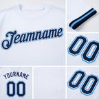 Custom White Navy-Powder Blue Performance T-Shirt detail