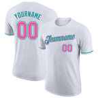 Custom White Pink-Teal Performance T-Shirt photo 1