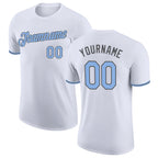Custom White Light Blue-Steel Gray Performance T-Shirt