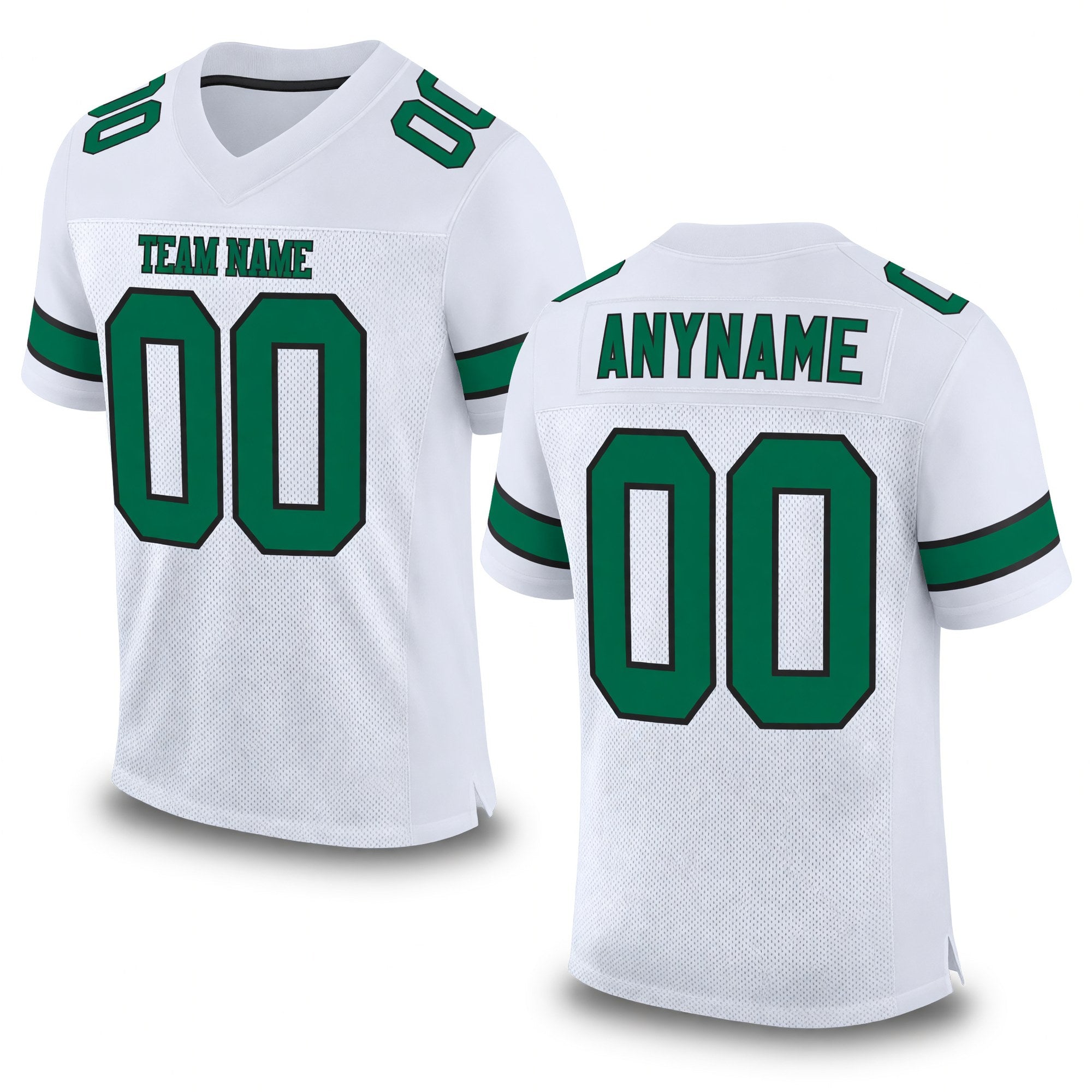 Custom White Kelly Green-Black Mesh Authentic Football Jersey