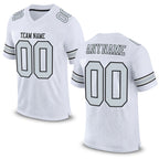 Custom White Silver-Black Mesh Authentic Football Jersey