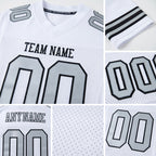 Custom White Silver-Black Mesh Authentic Football Jersey detail