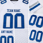 Custom White Royal-Silver Mesh Authentic Football Jersey detail