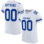 Custom White Royal-Silver Mesh Authentic Football Jersey photo 1