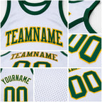 Custom White Green-Gold Authentic Throwback Basketball Jersey detail