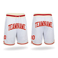 Custom White Red-Cream Authentic Throwback Basketball Shorts
