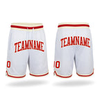 Custom White Red-Cream Authentic Throwback Basketball Shorts