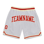 Custom White Red-Cream Authentic Throwback Basketball Shorts photo 1
