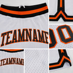 Custom White Black-Orange Authentic Throwback Basketball Shorts detail