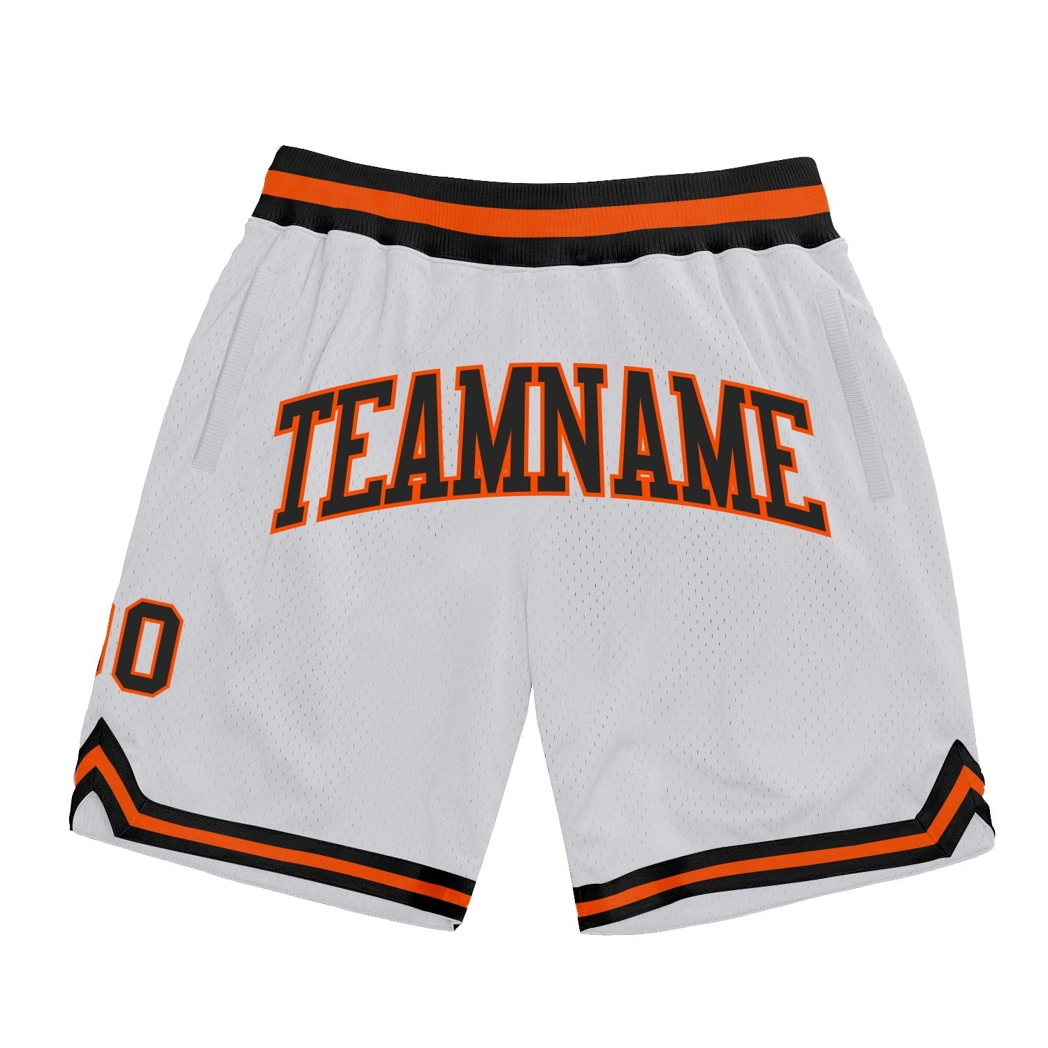 Custom White Black-Orange Authentic Throwback Basketball Shorts photo 1