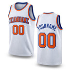 Custom White Orange-Royal Authentic Throwback Basketball Jersey