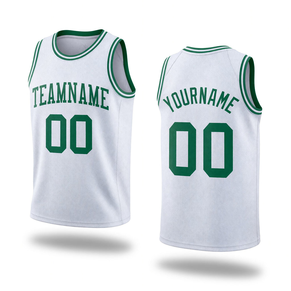 Custom White Kelly Green Authentic Throwback Basketball Jersey