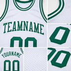 Custom White Kelly Green Authentic Throwback Basketball Jersey detail