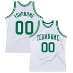Custom White Kelly Green Authentic Throwback Basketball Jersey photo 1