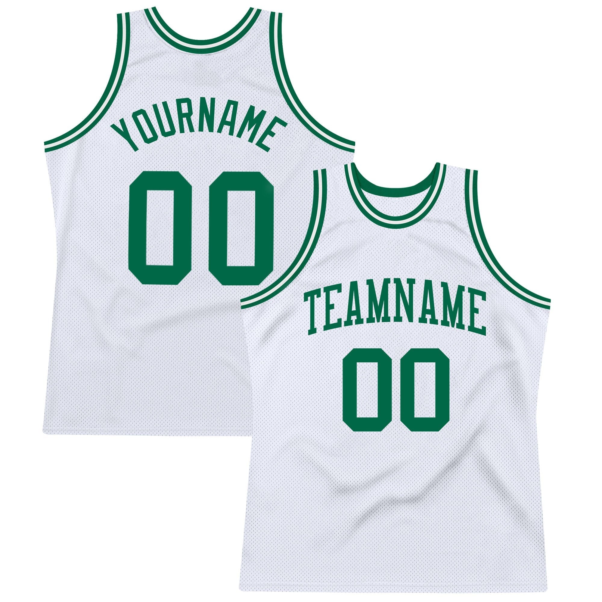 Custom White Kelly Green Authentic Throwback Basketball Jersey photo 1