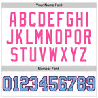 Custom White Black Pinstripe Light Blue-Pink Authentic Basketball Jersey photo 3