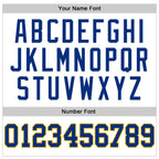 Custom White Royal Pinstripe Royal-Gold Authentic Basketball Jersey photo 3