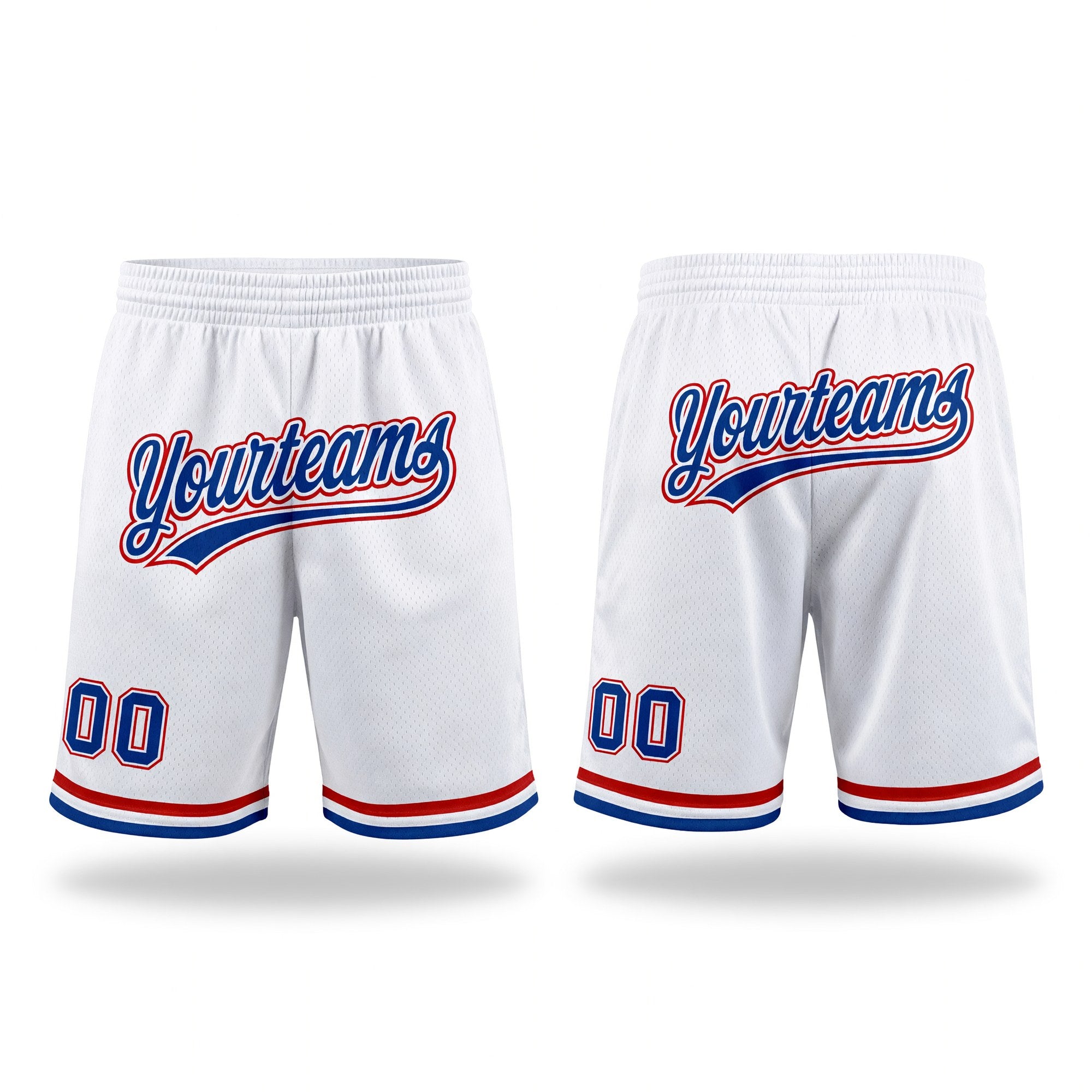 Custom White Royal-Red Authentic Throwback Basketball Shorts