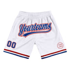 Custom White Royal-Red Authentic Throwback Basketball Shorts photo 1