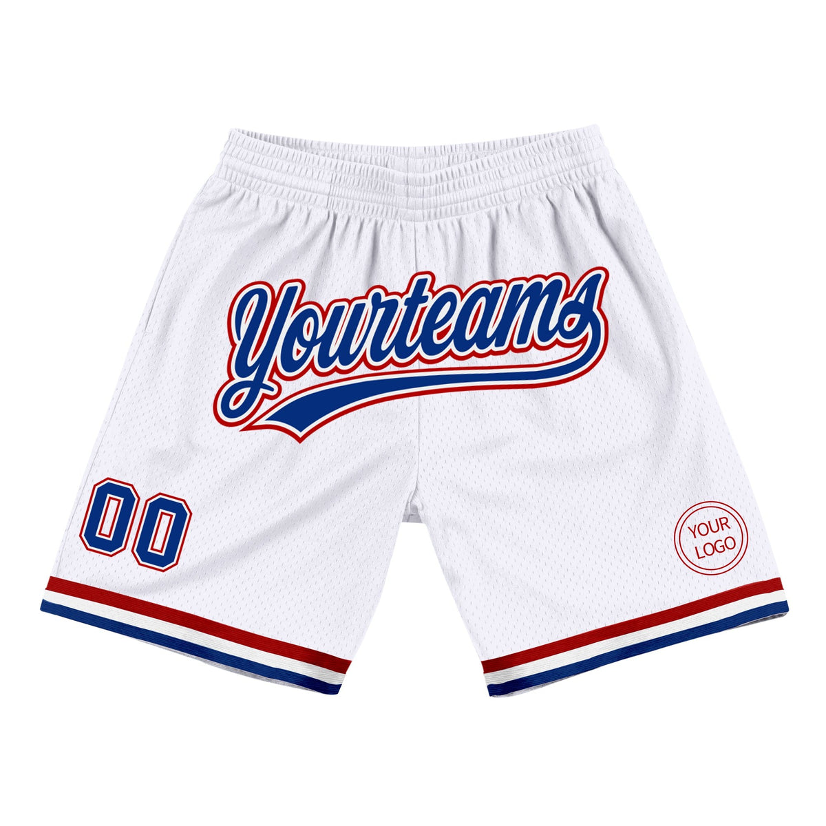 Custom White Royal-Red Authentic Throwback Basketball Shorts photo 1