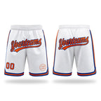 Custom White Orange-Royal Authentic Throwback Basketball Shorts