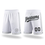 Custom White Black-Gray Authentic Throwback Basketball Shorts