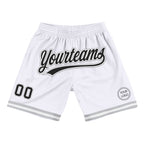 Custom White Black-Gray Authentic Throwback Basketball Shorts photo 1
