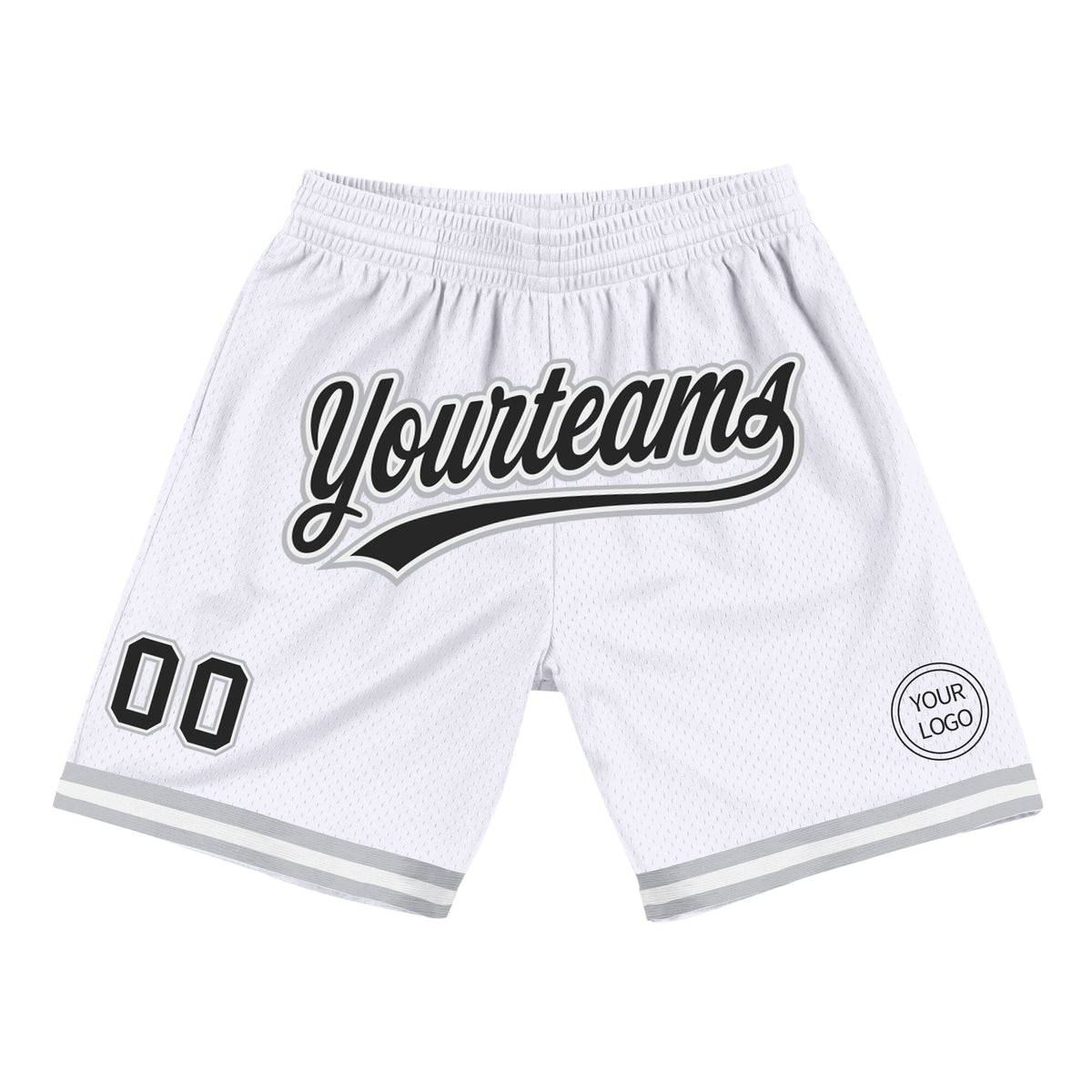 Custom White Black-Gray Authentic Throwback Basketball Shorts photo 1