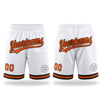 Custom White Orange-Black Authentic Throwback Basketball Shorts
