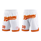 Custom White Red-Gold Authentic Throwback Basketball Shorts