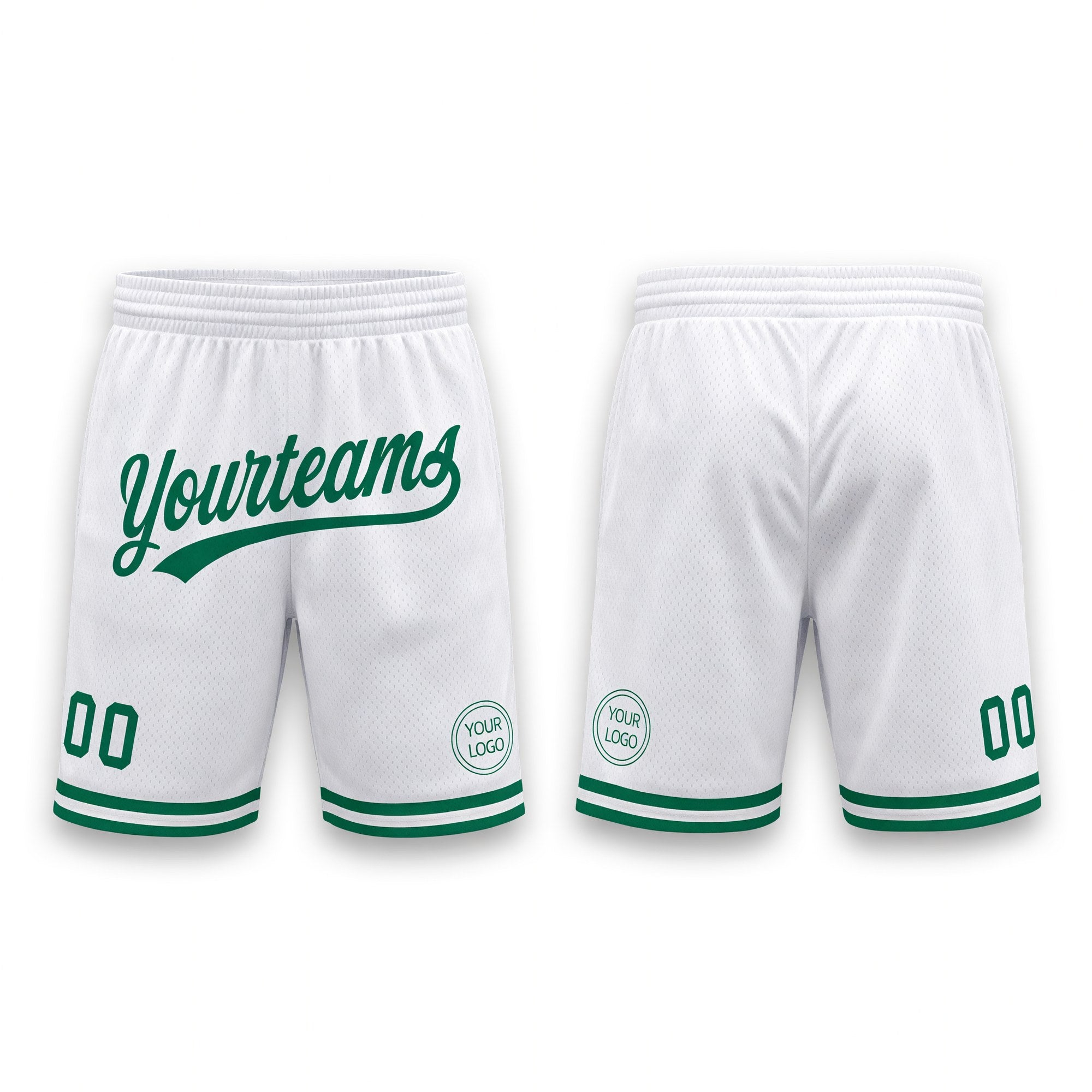 Custom White Kelly Green Authentic Throwback Basketball Shorts