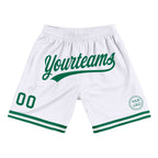 Custom White Kelly Green Authentic Throwback Basketball Shorts photo 1