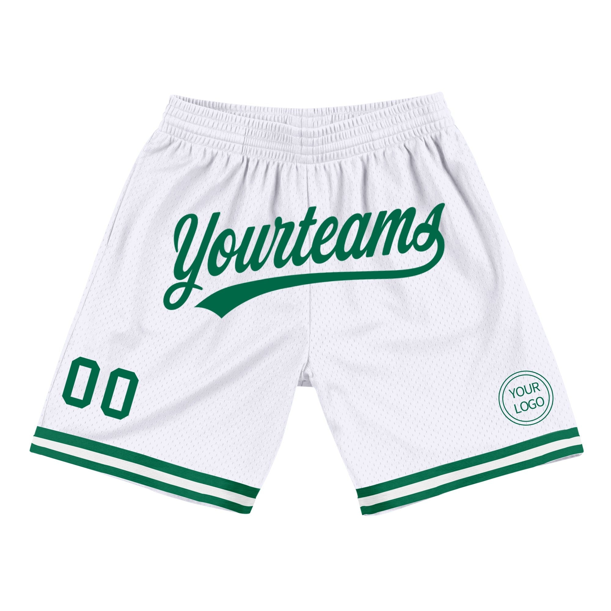 Custom White Kelly Green Authentic Throwback Basketball Shorts photo 1