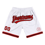 Custom White Red-Black Authentic Throwback Basketball Shorts photo 1