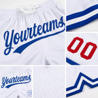 Custom White Red-Royal Authentic Throwback Basketball Shorts detail
