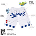 Custom White Red-Royal Authentic Throwback Basketball Shorts photo 2