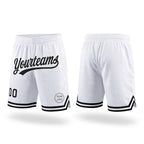 Custom White Black Authentic Throwback Basketball Shorts