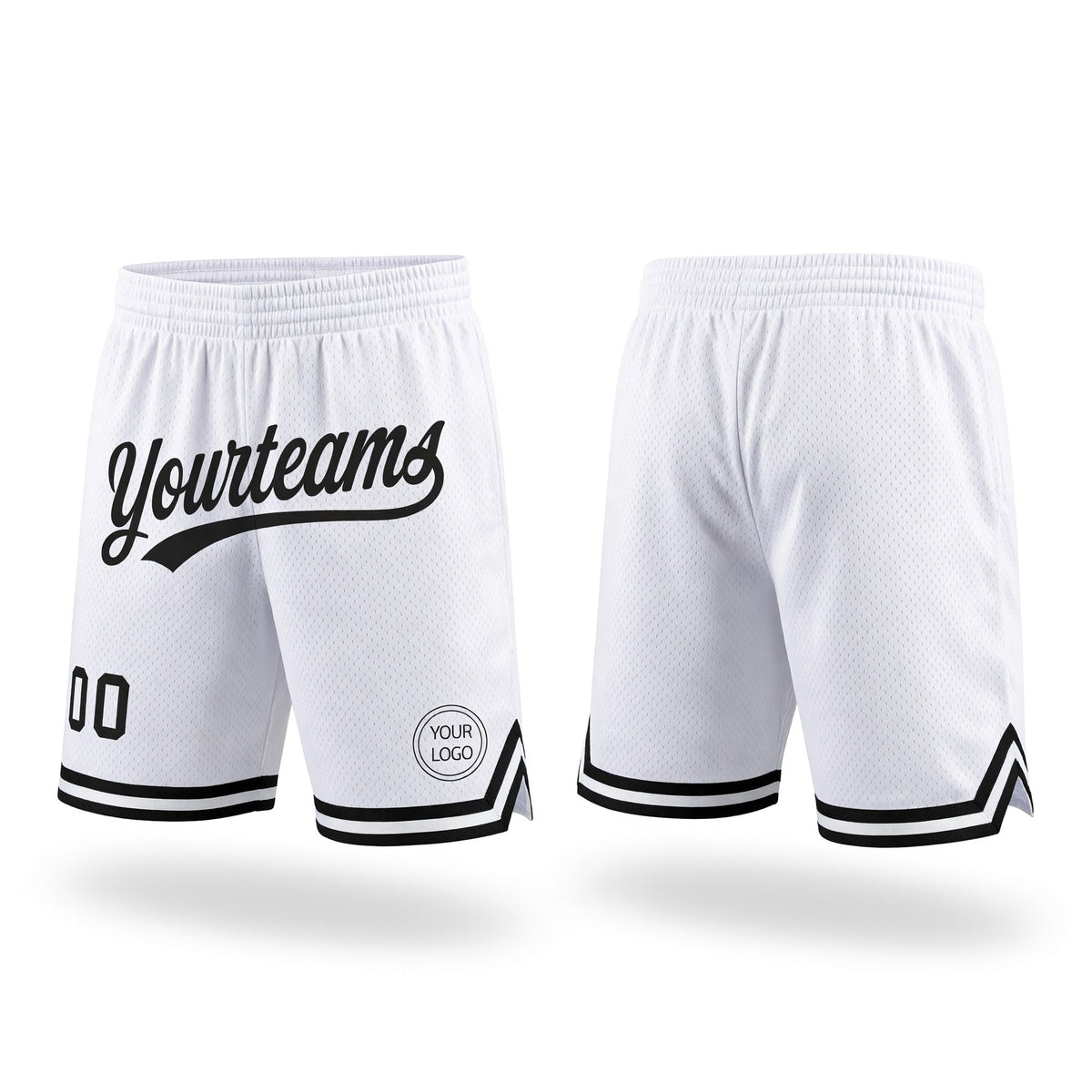Custom White Black Authentic Throwback Basketball Shorts
