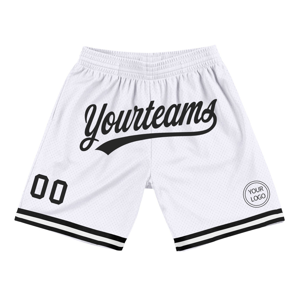 Custom White Black Authentic Throwback Basketball Shorts photo 1