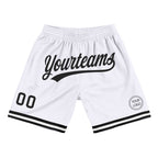 Custom White Black Authentic Throwback Basketball Shorts photo 1