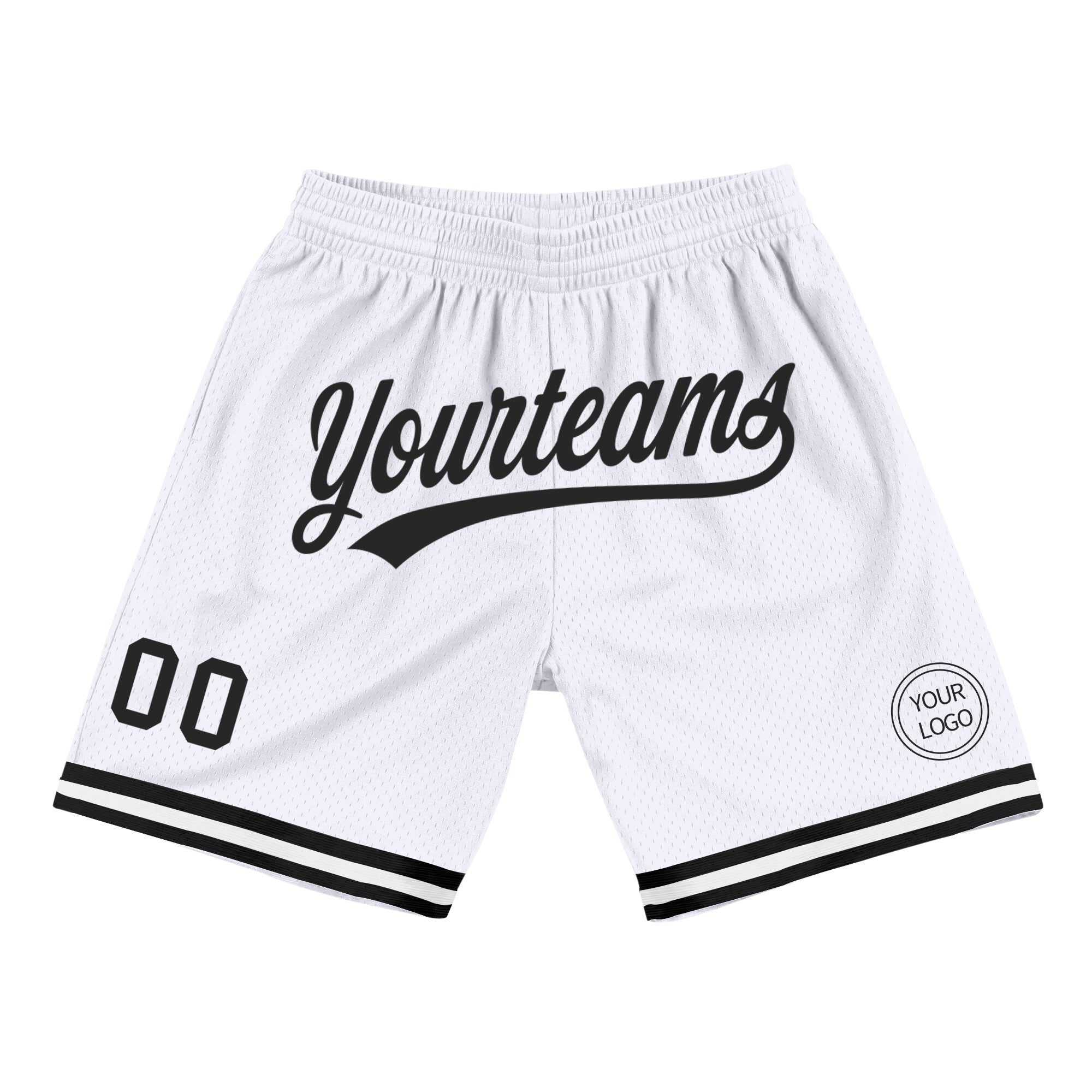 Custom White Black Authentic Throwback Basketball Shorts photo 1