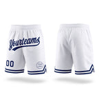 Custom White Navy Authentic Throwback Basketball Shorts