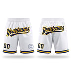 Custom White Navy-Gold Authentic Throwback Basketball Shorts