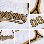 Custom White Old Gold-Black Authentic Throwback Basketball Shorts detail