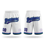 Custom White Purple Teal-Black Authentic Throwback Basketball Shorts
