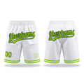 Custom White Neon Green-Black Authentic Throwback Basketball Shorts