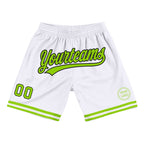 Custom White Neon Green-Black Authentic Throwback Basketball Shorts photo 1