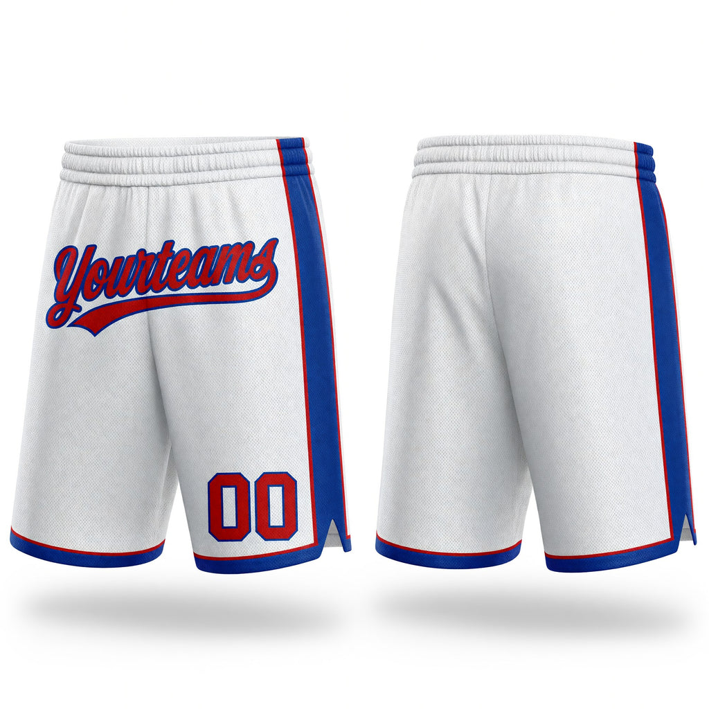 Custom White Red-Royal Authentic Basketball Shorts