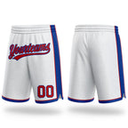 Custom White Red-Royal Authentic Basketball Shorts