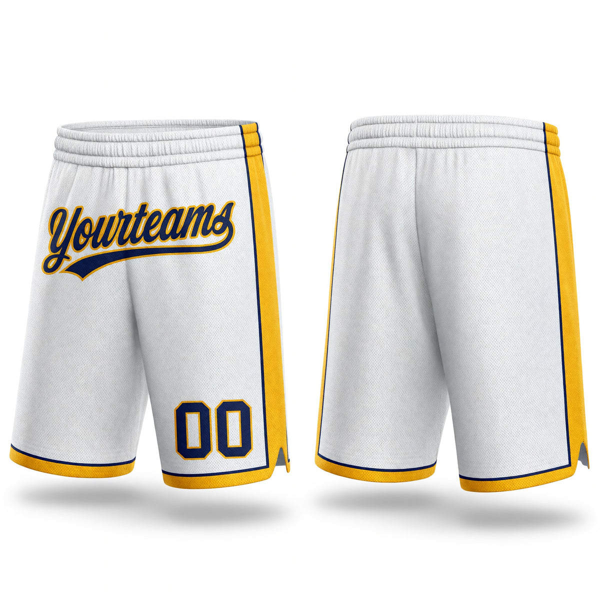 Custom White Navy-Gold Authentic Basketball Shorts